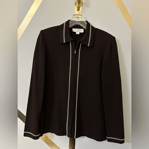 St.John Brown Zipper Blazer Cardigan Size: 2